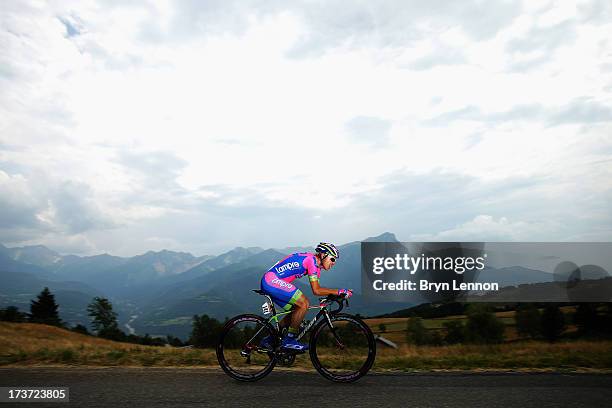 Damiano Cunego of Italy and Lampre-Merida rides during stage seventeen of the 2013 Tour de France, a 32KM Individual Time Trial from Embrun to...