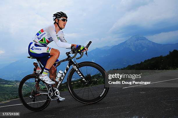 Daryl Impey of South Africa and Team Orica GreenEdge rides during stage seventeen of the 2013 Tour de France, a 32KM Individual Time Trial from...