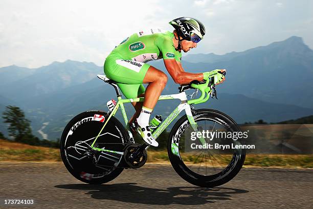 Peter Sagan of Slovakia and Team Cannondale rides during stage seventeen of the 2013 Tour de France, a 32KM Individual Time Trial from Embrun to...