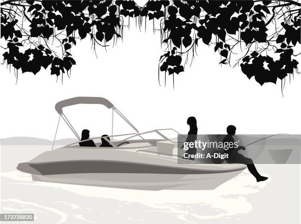 summer boating - motorboating stock illustrations