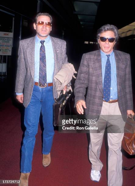 Actor Robert Foxworth and actor Robert Walden attend 1988 Presidential Election Campaign: Democratic Candidate Michael Dukakis and and VP Running...
