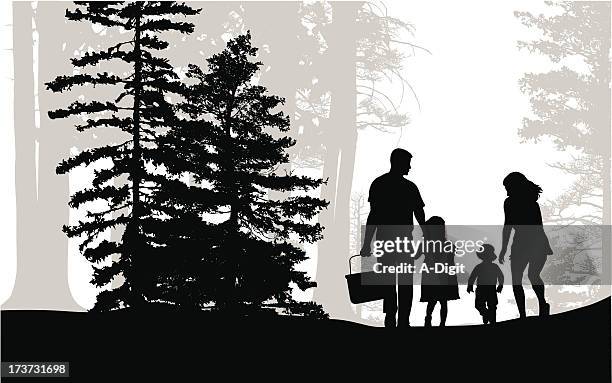 picnic hike - family hiking stock illustrations