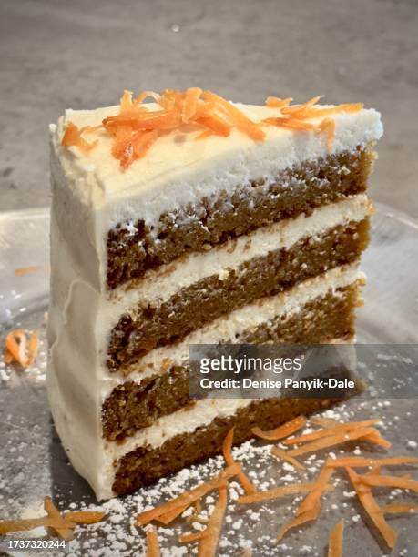close up of carrot cake slice - panyik-dale stock pictures, royalty-free photos & images