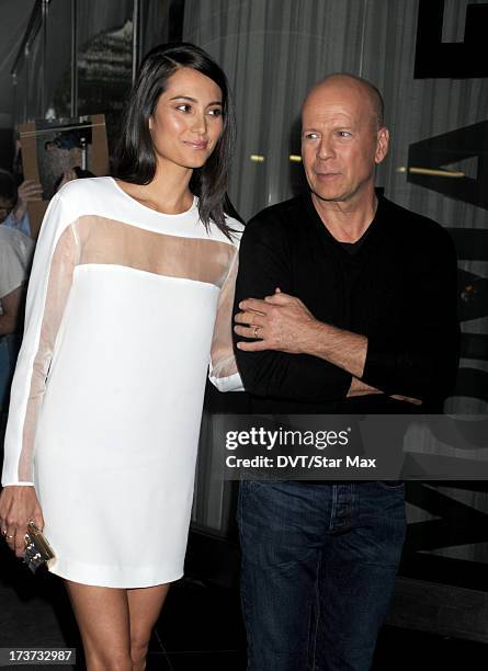 Emma Heming and Bruce Willis are sighted on July 16, 2013 in New York City.