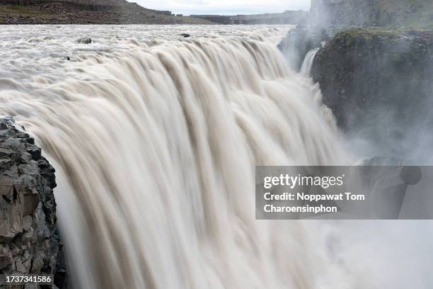 close up shot of dettifoss - iceland - dettifoss waterfall stock pictures, royalty-free photos & images