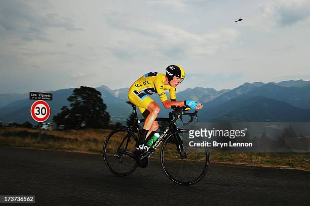 Chris Froome of Great Britain and SKY Procycling in action during stage seventeen of the 2013 Tour de France, a 32KM Individual Time Trial from...