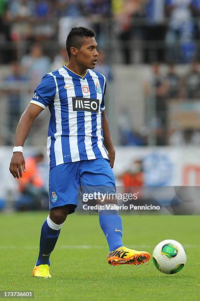 Alex Sandro of FC Porto in action during the pre-season friendly match between FC Porto and Olympique Marseille at Estadio Tourbillon on July 13,...