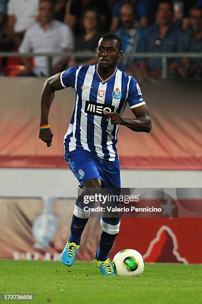 Jakson of FC Porto in action during the pre-season friendly match between FC Porto and Olympique Marseille at Estadio Tourbillon on July 13, 2013 in...