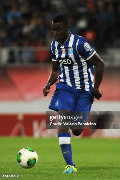 Jakson of FC Porto in action during the pre-season friendly match between FC Porto and Olympique Marseille at Estadio Tourbillon on July 13, 2013 in...