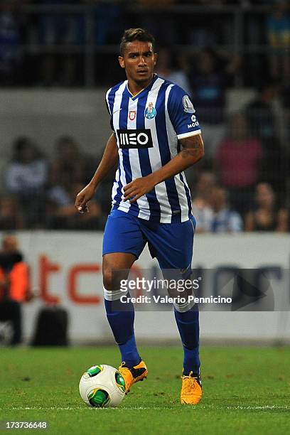 Danilo of FC Porto in action during the pre-season friendly match between FC Porto and Olympique Marseille at Estadio Tourbillon on July 13, 2013 in...