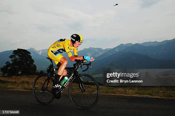 Chris Froome of Great Britain and SKY Procycling in action during stage seventeen of the 2013 Tour de France, a 32KM Individual Time Trial from...