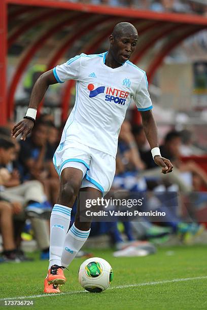 Rod Fanni of Olympique Marseille in action during the pre-season friendly match between FC Porto and Olympique Marseille at Estadio Tourbillon on...