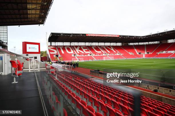 General view inside the stadium prior to the Sky Bet Championship match between Stoke City and Sunderland at Bet365 Stadium on October 21, 2023 in...