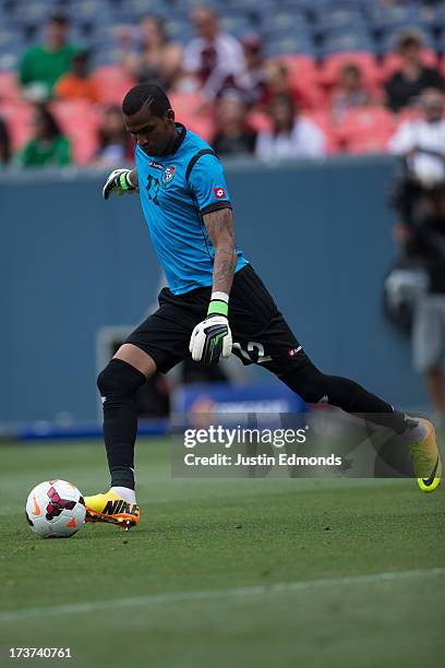 Luis Mejia of Panama in action against Canada during the first half of a CONCACAF Gold Cup match at Sports Authority Field at Mile High on July 14,...