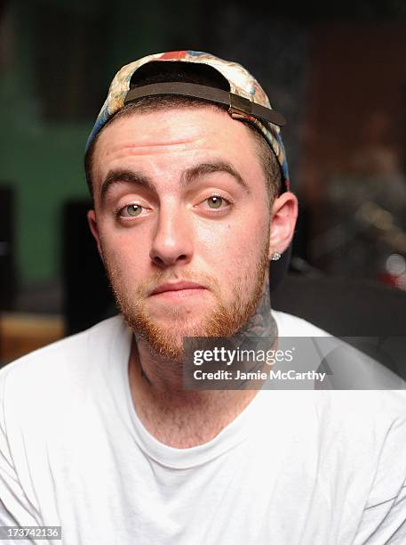 Miller performs during Behind The Scenes With MAC Miller Filming Music Choice's "Take Back Your Music" Campaign at Music Choice on July 17, 2013 in...