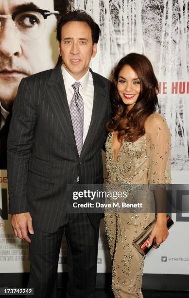 Nicolas Cage and Vanessa Hudgens attend the UK Premiere of 'The Frozen Ground' at Vue West End on July 17, 2013 in London, England.