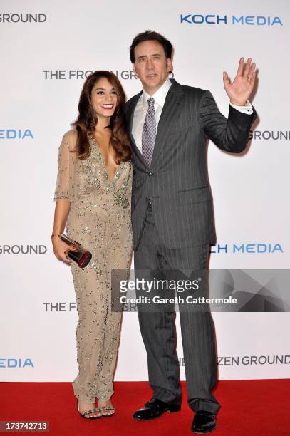 Actors Vanessa Hudgens and Nicolas Cage attend the UK Premiere of 'The Frozen Ground' at Vue West End on July 17, 2013 in London, England.