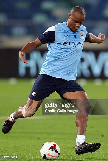 Vincent Kompany of Manchester City during the Manchester City training session at Moses Mabhida Stadium on July 17, 2013 in Durban, South Africa.