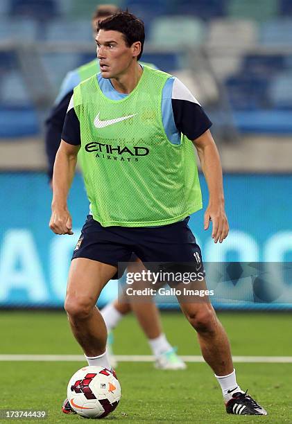 Gareth Barry of Manchester City during the Manchester City training session at Moses Mabhida Stadium on July 17, 2013 in Durban, South Africa.