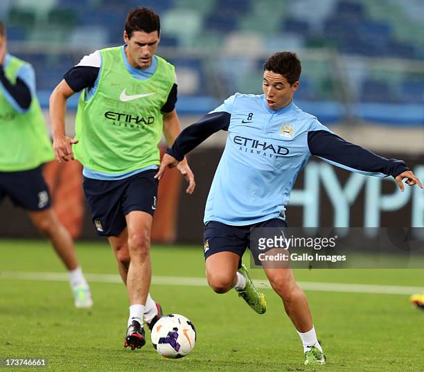 Samir Nasri of Manchester City during the Manchester City training session at Moses Mabhida Stadium on July 17, 2013 in Durban, South Africa.