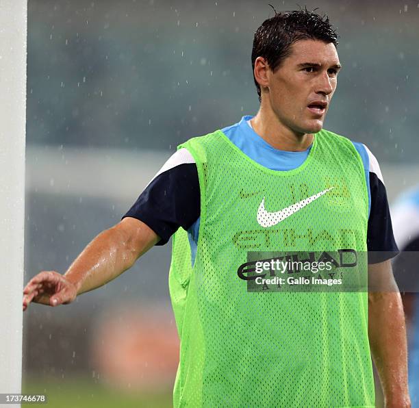 Gareth Barry of Manchester City during the Manchester City training session at Moses Mabhida Stadium on July 17, 2013 in Durban, South Africa.