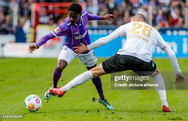 October 2023, Lower Saxony, Osnabrück: Soccer: 2nd Bundesliga, VfL Osnabrück - SV Wehen Wiesbaden, Matchday 10, Stadion an der Bremer Brücke....