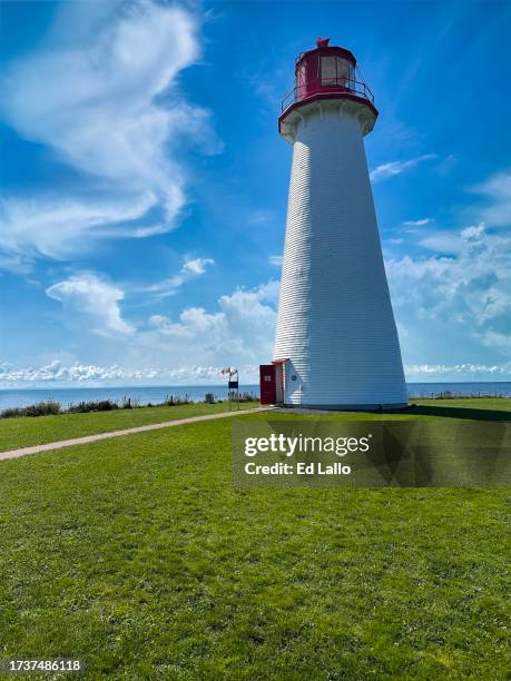 point prim lighthouse on prince edward island - prince edward island stock pictures, royalty-free photos & images