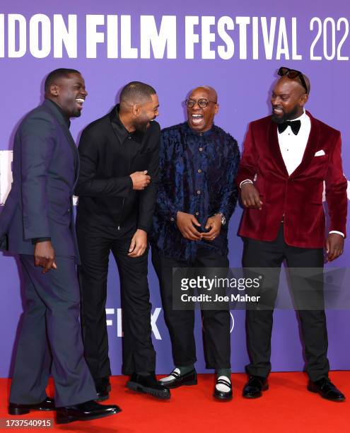 Daniel Kaluuya, Kano, Ian Wright and Kibwe Tavares attend "The Kitchen" Closing Night Gala premiere during the 67th BFI London Film Festival at The...