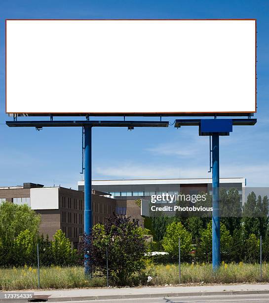 billboard in front of officies building. series - advertising column stock pictures, royalty-free photos & images