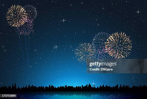 abstract starry night - firework display 個照片及圖片檔