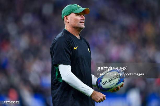 Jacques Nienaber Head coach of South Africa prior the Rugby World Cup France 2023 Quarter Final match between France and South Africa at Stade de...
