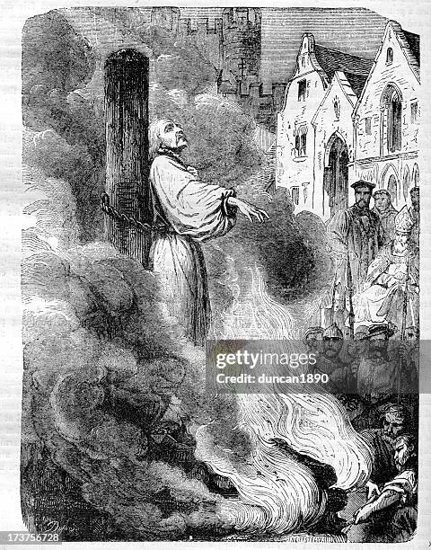 illustrazioni stock, clip art, cartoni animati e icone di tendenza di la combustione di arcivescovo cranmer - protestantism