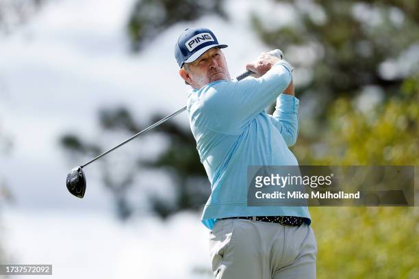 Jeff Maggert of the United States hits a tee shot on the second hole during the third round of the SAS Championship at Prestonwood Country Club on...