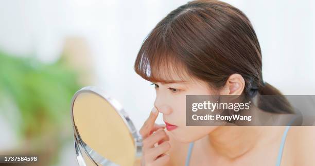 woman has bad skin - pore stock pictures, royalty-free photos & images