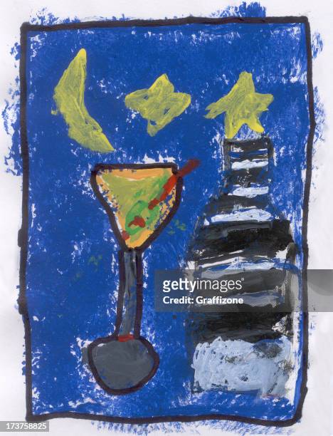 martini-gemälde - blue martini glasses stock-grafiken, -clipart, -cartoons und -symbole