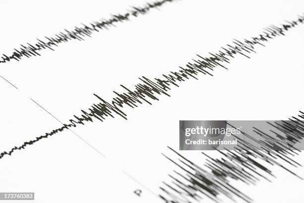 seismic wave graph on a white paper - geology tools stock pictures, royalty-free photos & images