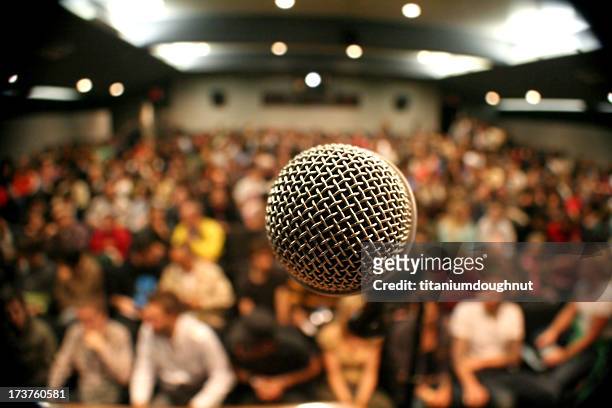 microphone with crowd - in front of stock pictures, royalty-free photos & images