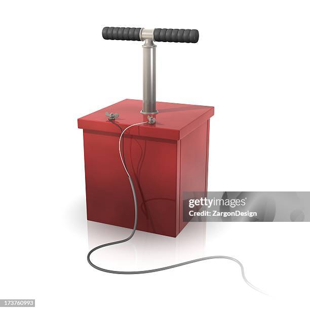 a red detonator on a white background - explosive 個照片及圖片檔