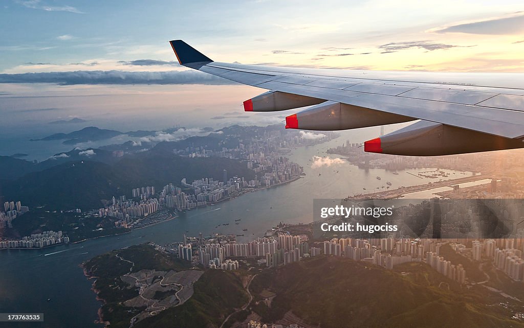 Aerial view of Hong Kong and Kowloon