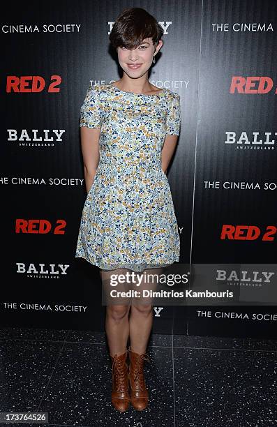 Elvy Yost attends The Cinema Society & Bally screening of Summit Entertainment's "Red 2" at the Museum of Modern Art on July 16, 2013 in New York...