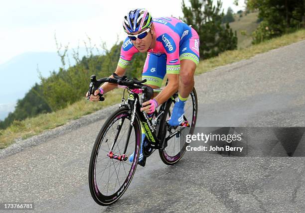 Damiano Cunego of Italy and Team Lampre-Merida rides during stage seventeen of the 2013 Tour de France, a 32KM Individual Time Trial from Embrun to...