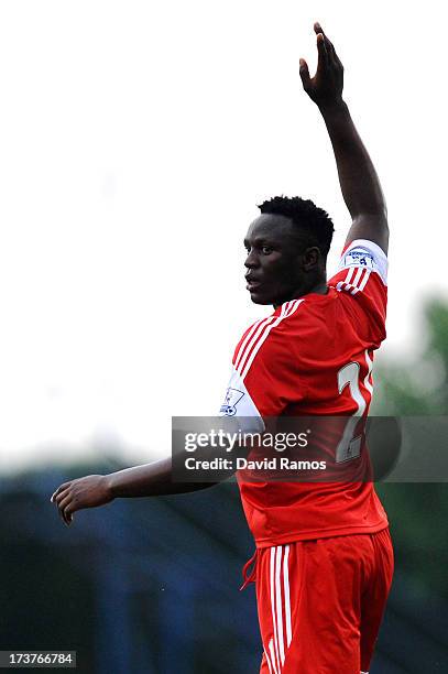 Victor Wanyama of Southampton looks on during a friendly match between Southampton FC and UE Llagostera at the Josep Pla i Arbones Stadium on July...