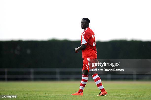 Victor Wanyama of Southampton looks on during a friendly match between Southampton FC and UE Llagostera at the Josep Pla i Arbones Stadium on July...