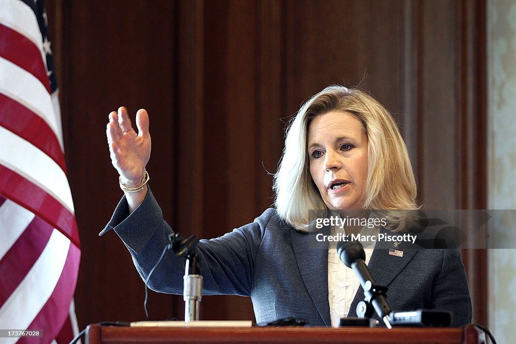 Wyoming Senate Candidate Liz Cheney Holds News Conference Day After Announcing She's Running