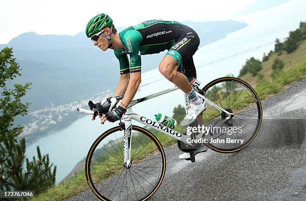 Pierre Rolland of France and Team Europcar in action during stage seventeen of the 2013 Tour de France, a 32KM Individual Time Trial from Embrun to...