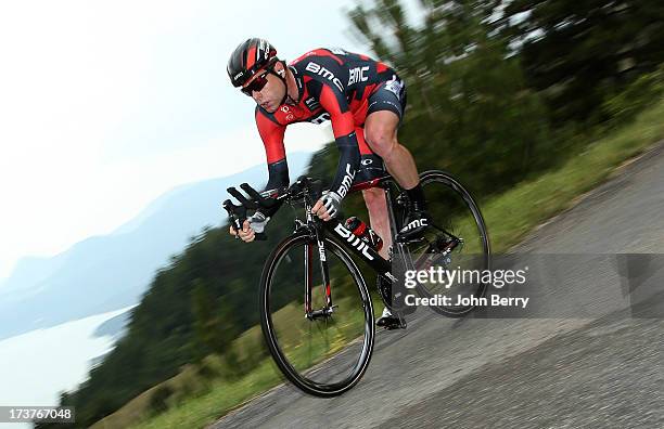 Cadel Evans of Australia and BMC Racing Team in action during stage seventeen of the 2013 Tour de France, a 32KM Individual Time Trial from Embrun to...