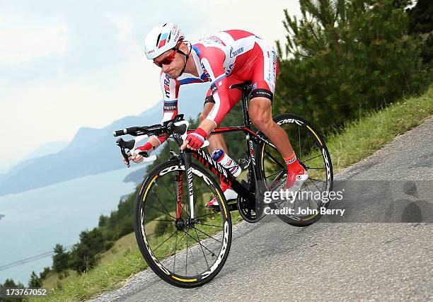 Yury Trofimov of Russia and Katusha Team in action during stage seventeen of the 2013 Tour de France, a 32KM Individual Time Trial from Embrun to...