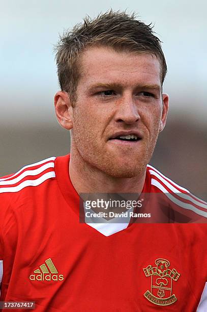 Steven Davis of Southampton looks on during a friendly match between Southampton FC and UE Llagostera at the Josep Pla i Arbones Stadium on July 17,...