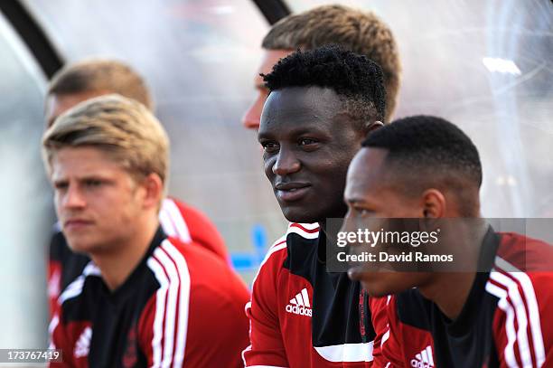 Victor Wanyama of Southampton looks on during a friendly match between Southampton FC and UE Llagostera at the Josep Pla i Arbones Stadium on July...