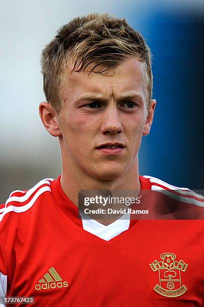 James Ward-Prowse of Southampton looks on during a friendly match between Southampton FC and UE Llagostera at the Josep Pla i Arbones Stadium on July...